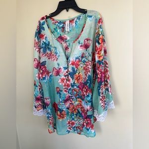 Aratta Silent Journey Floral Blouse Top Size Large NWOT